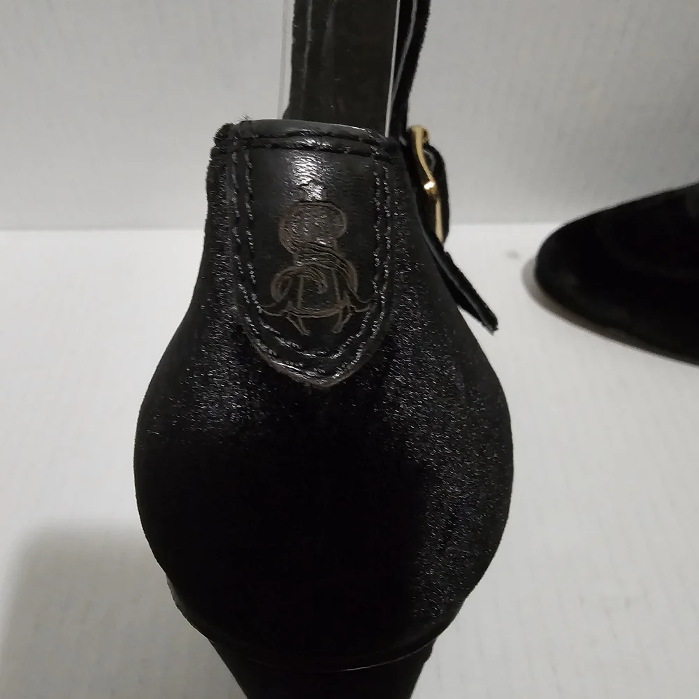 Black Velvet Double-Buckle Block Heel Booties